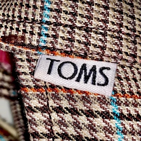 TOMS Alpargata Women’s Slip On Flats Academy Brown Plaid Canvas/Corduroy Sz 7.5 - Picture 4 of 10